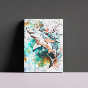 raxxa Canva: Abstract Watercolor Illustration of a Shark