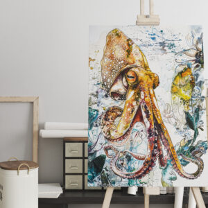 raxxa Canva: Abstract Watercolor Illustration of a Squid