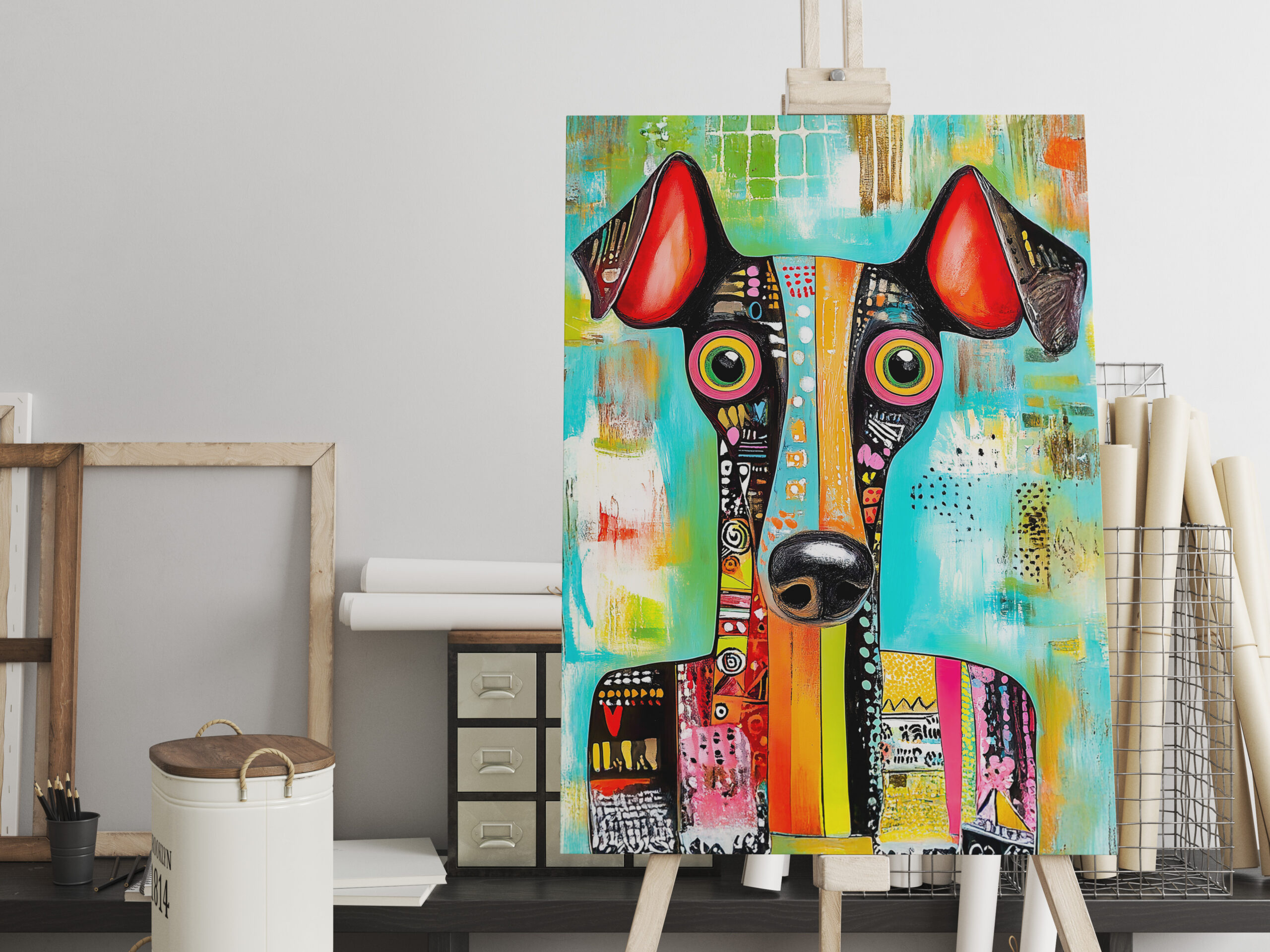 raxxa Canva: Crazy Dog Face in Pop-Art Style