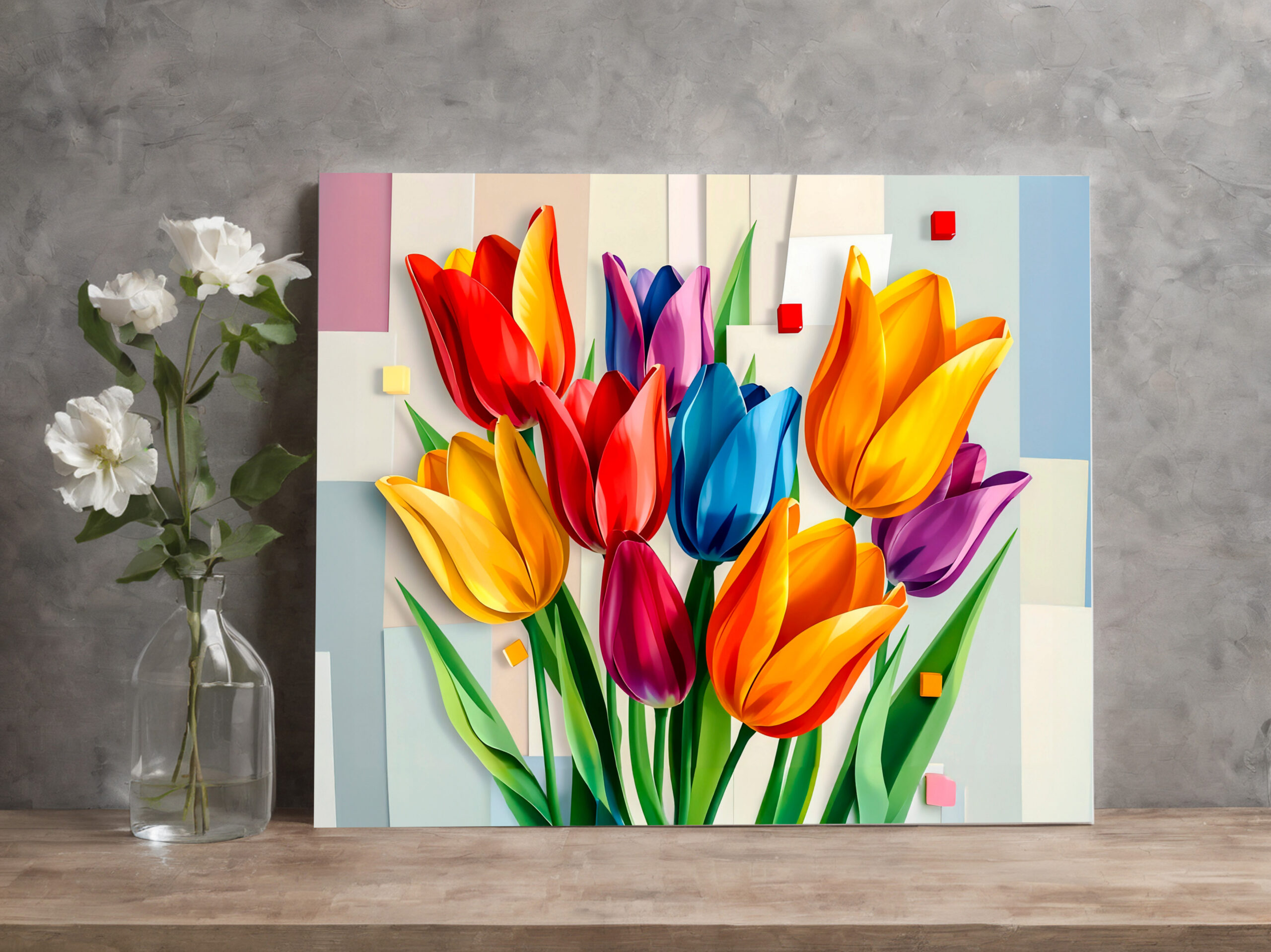 raxxa Canva: Colorful Tulips in Modern Abstract Style – Bild 2