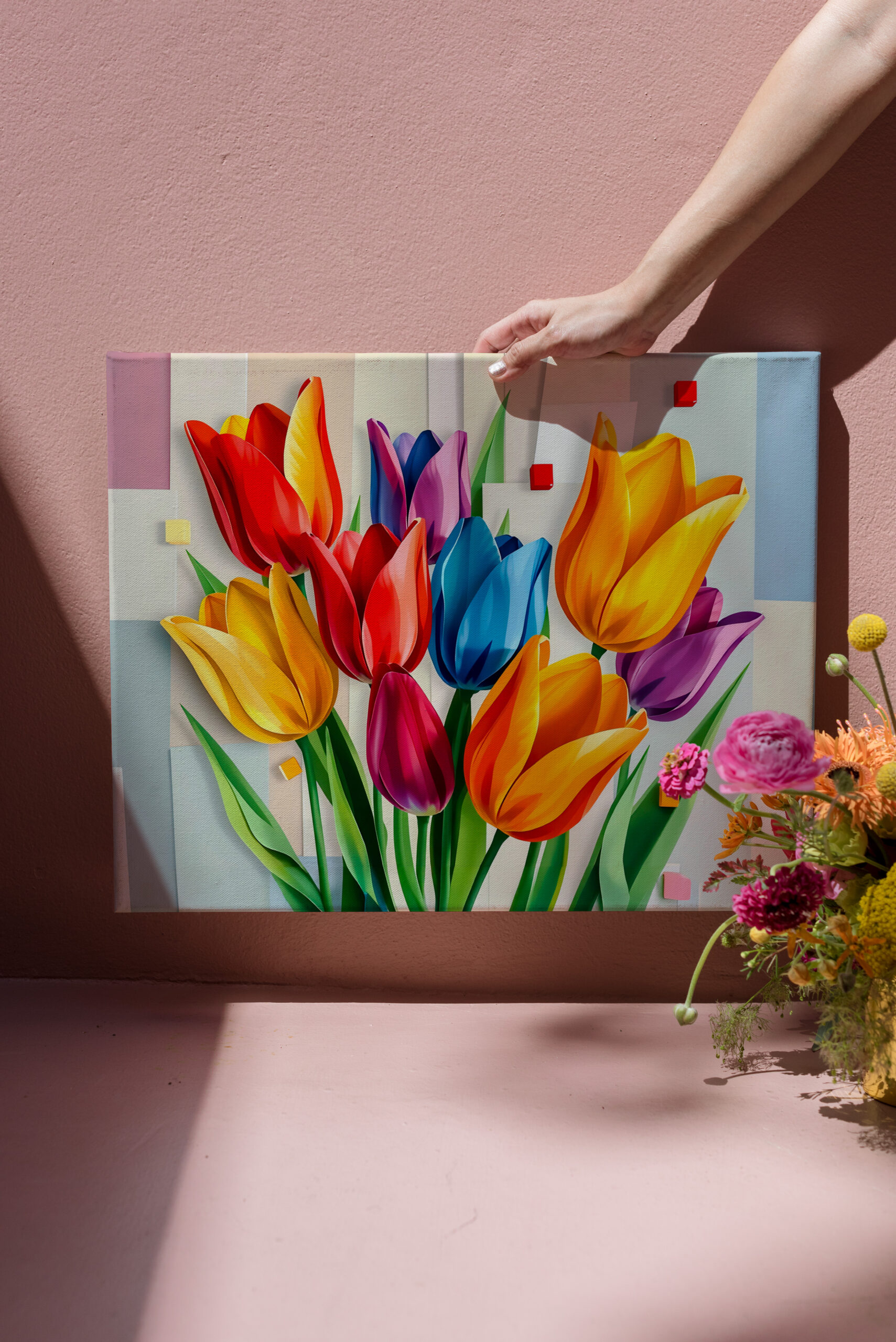 raxxa Canva: Colorful Tulips in Modern Abstract Style