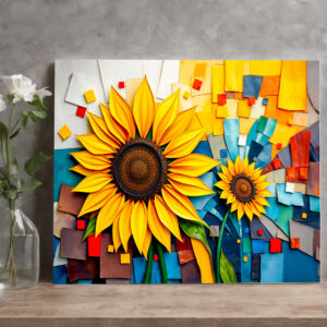 raxxa Canva: Radiant Sunflower in Modern Abstract Style