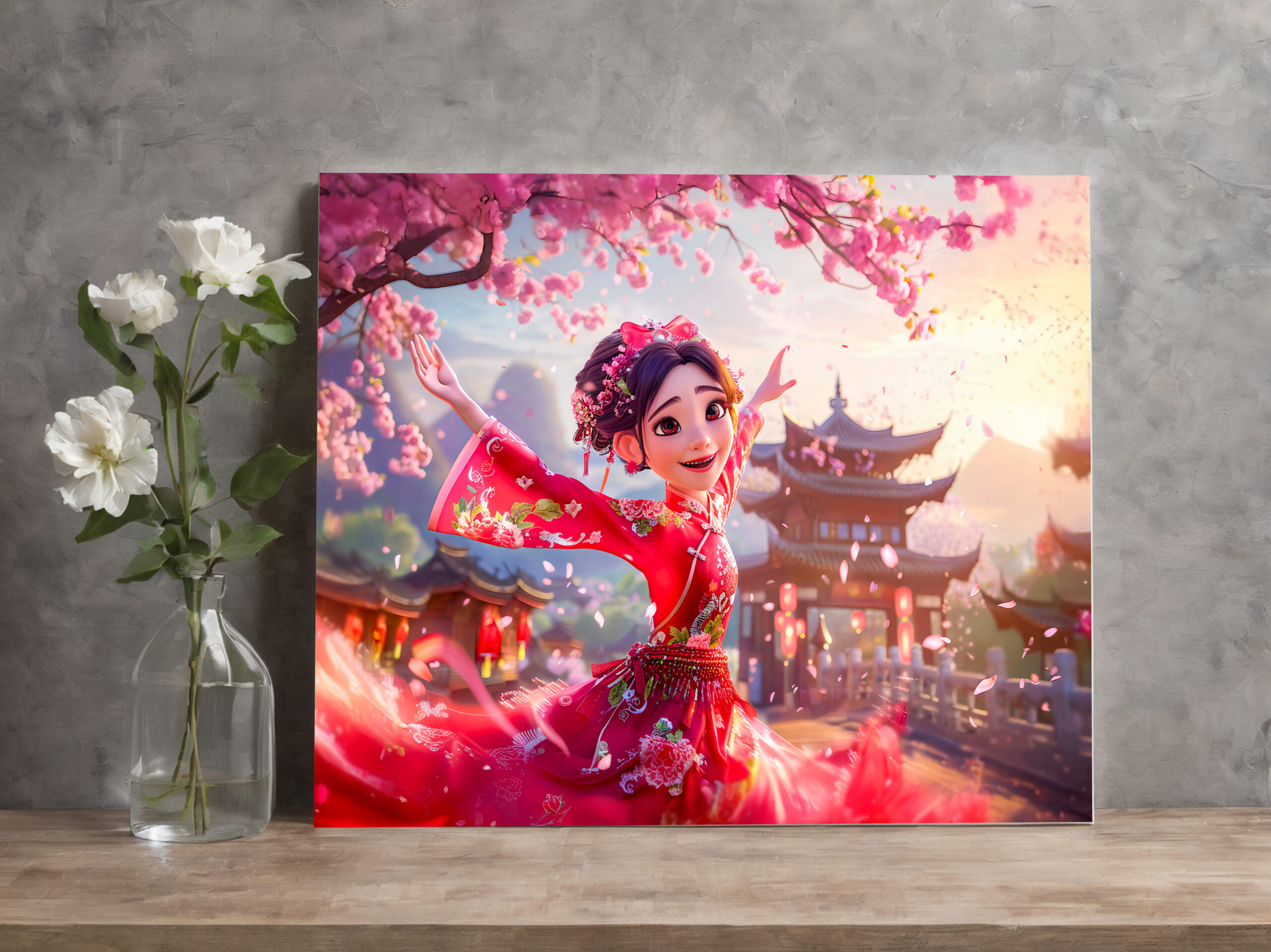 raxxa Canva: Comic Girl Dancing with Cherry Blossoms in March – Bild 2