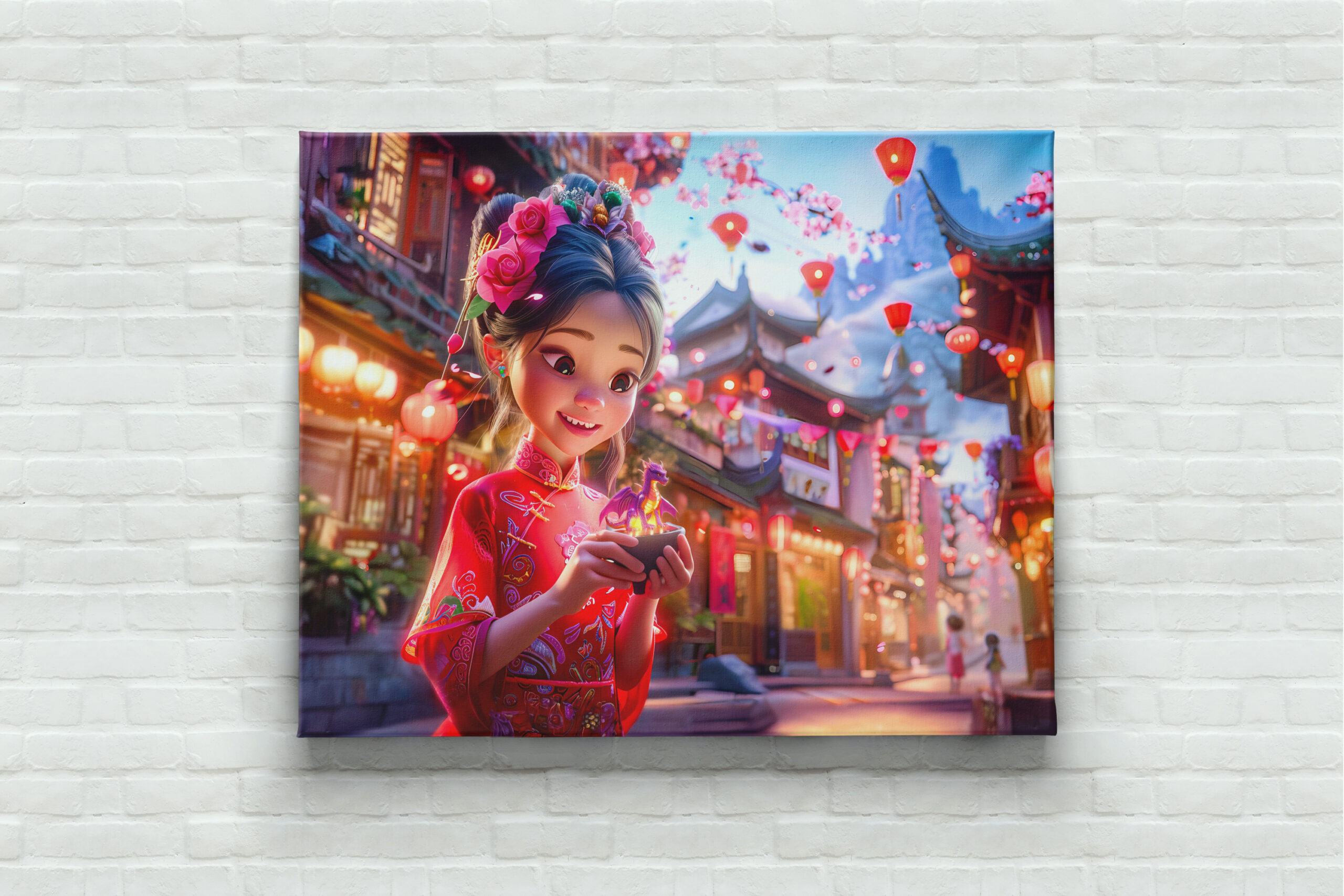 raxxa Canva: Comic Girl with Small Hand Dragon Fantasy – Bild 3