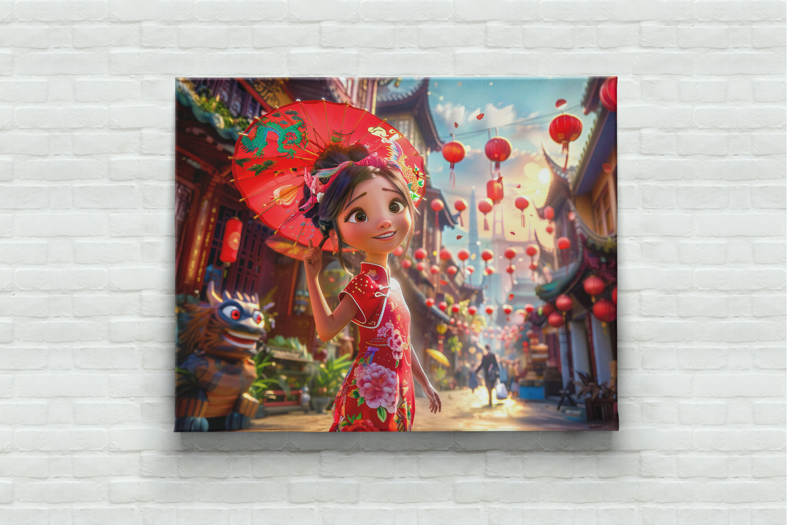 raxxa Canva: Comic Girl with Parasol in Sunny Scene – Bild 3