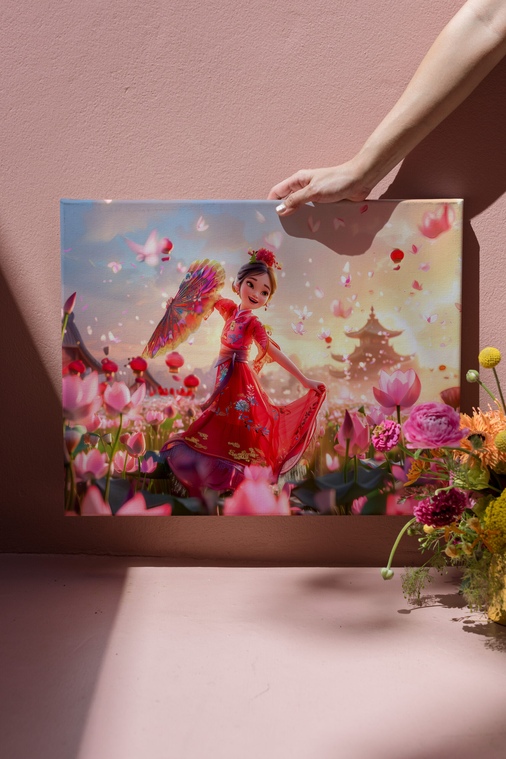 raxxa Canva: Comic Girl Aunt with Traditional Fan - Image 2