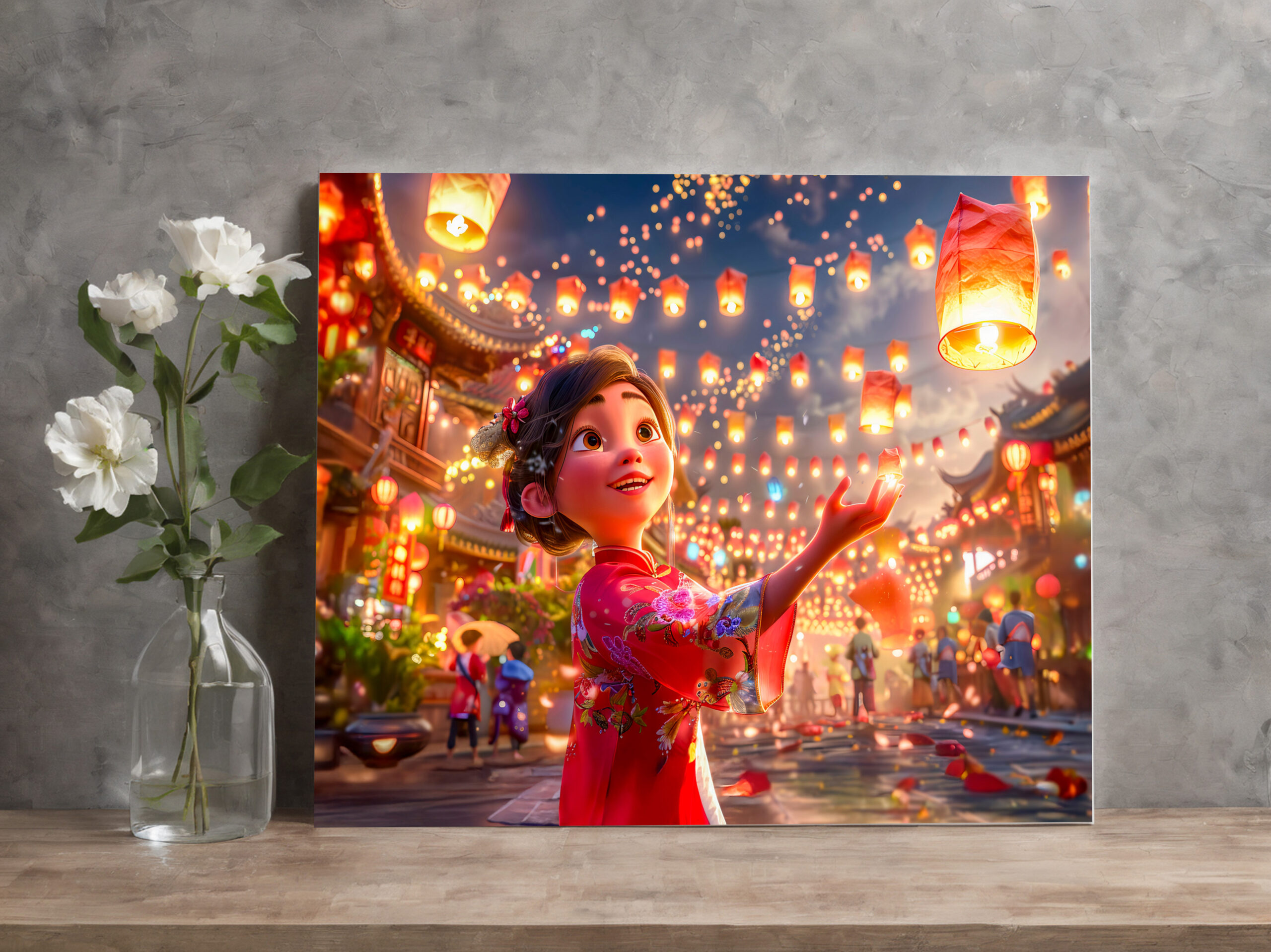 raxxa Canva: Comic Girl with Lanterns Celebrating Chinese New Year - immagine 2