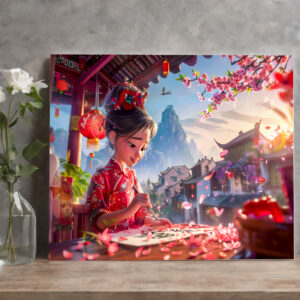 raxxa Canva: Comic Girl Writing Calligraphy in May