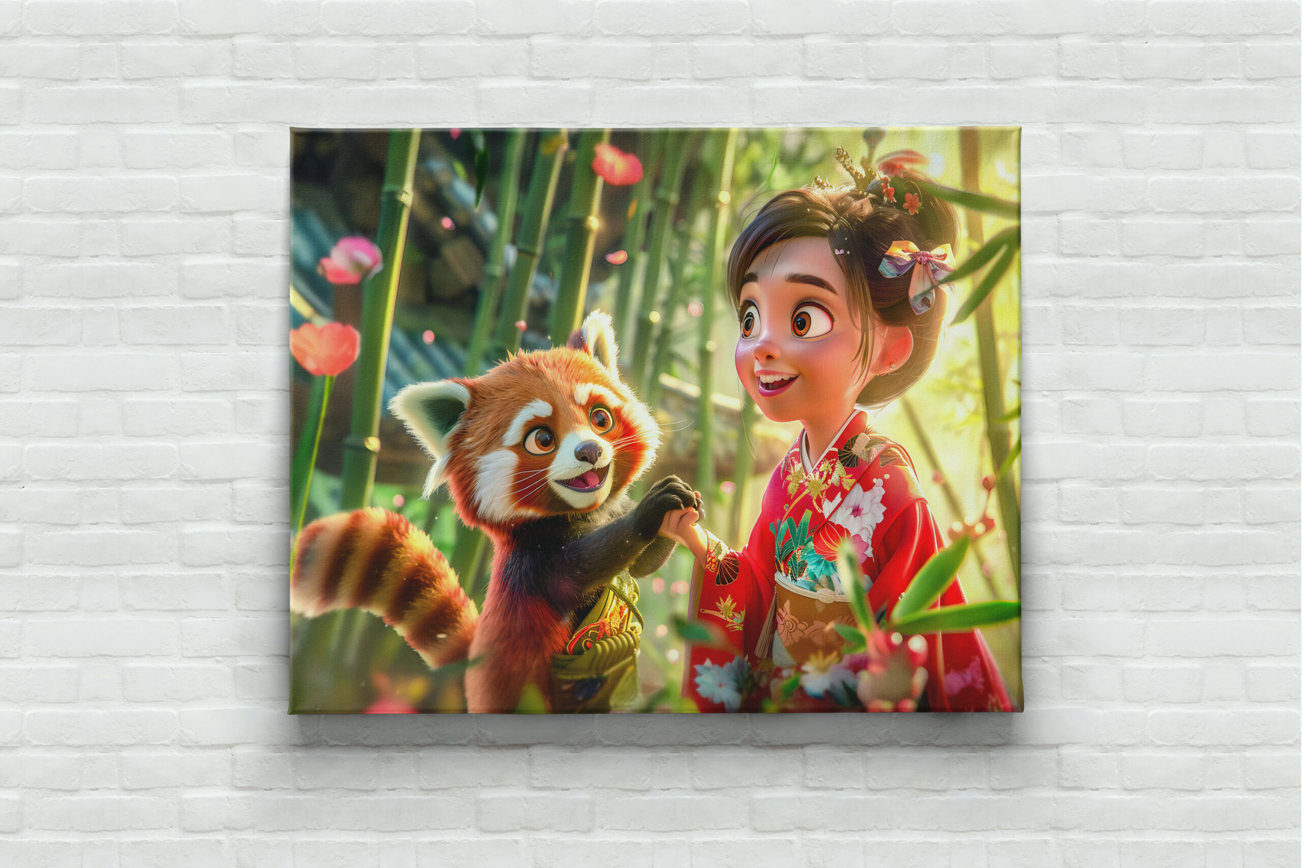 raxxa Canva: Comic Girl with Red Panda in Playful Scene – Bild 2