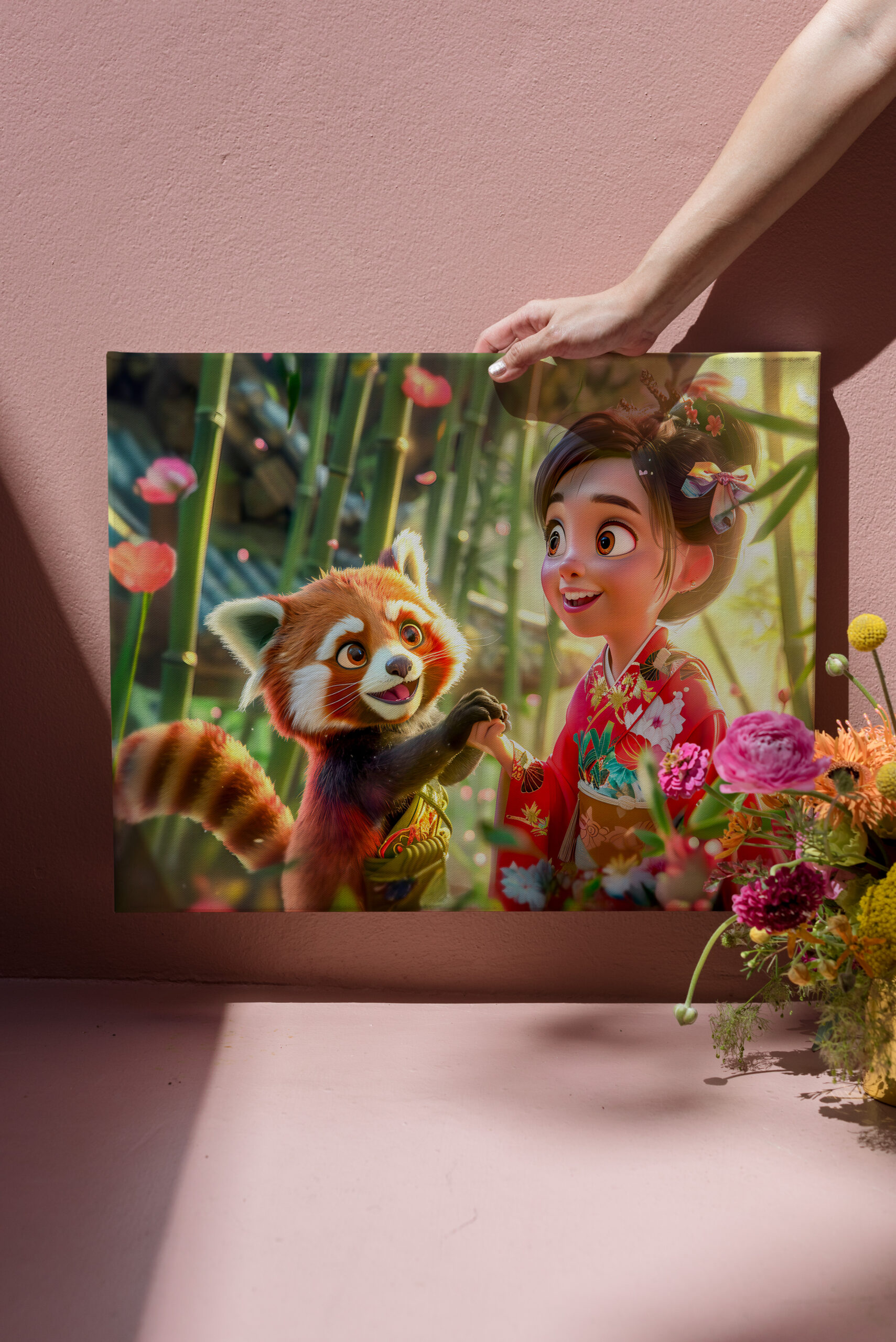 raxxa Canva: Comic Girl with Red Panda in Playful Scene – Bild 3