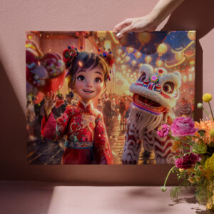 raxxa Canva: Comic Girl in Dragon Costume for Chinese New Year