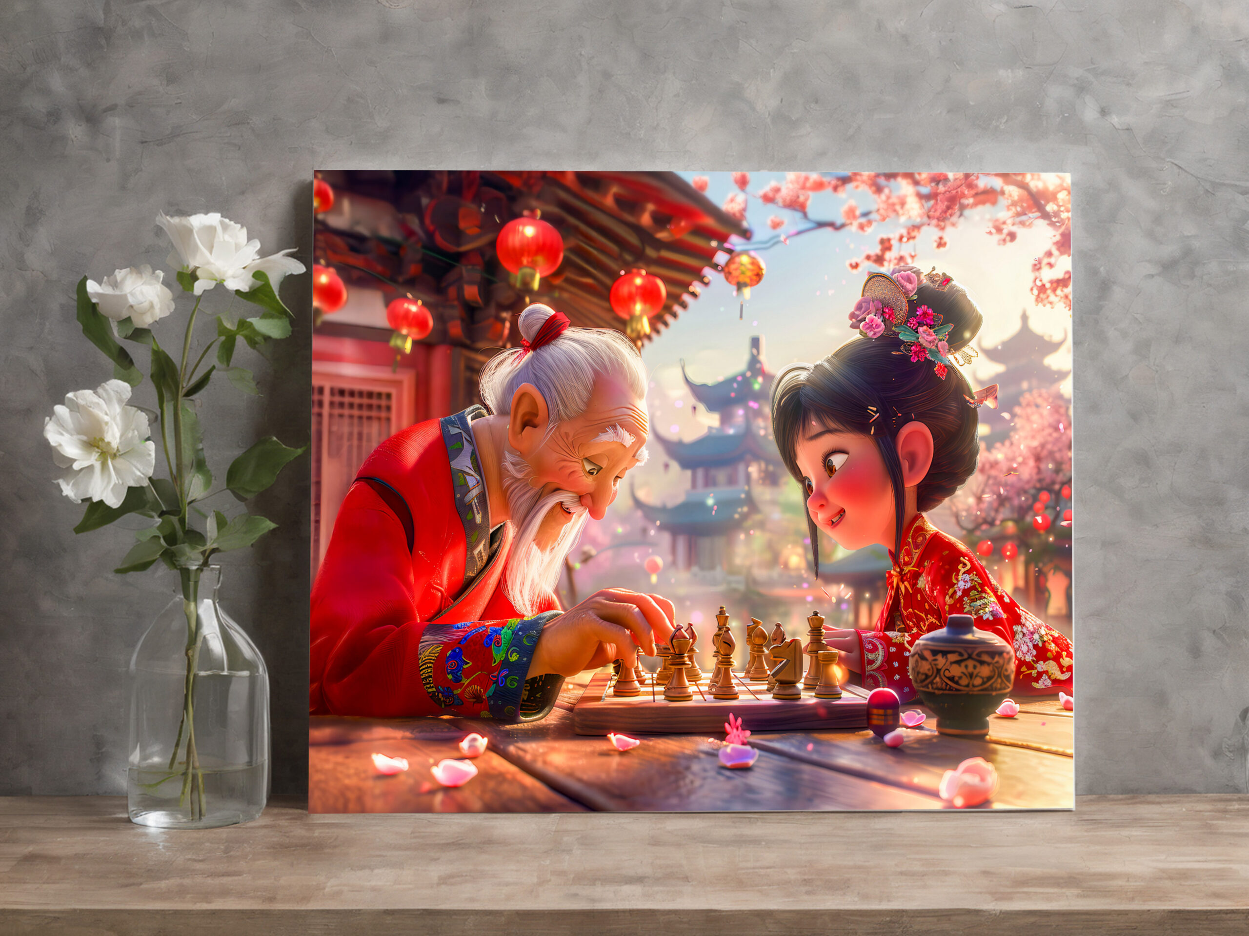raxxa Canva: Girl and Grandpa Playing Modern Chess - Image 2