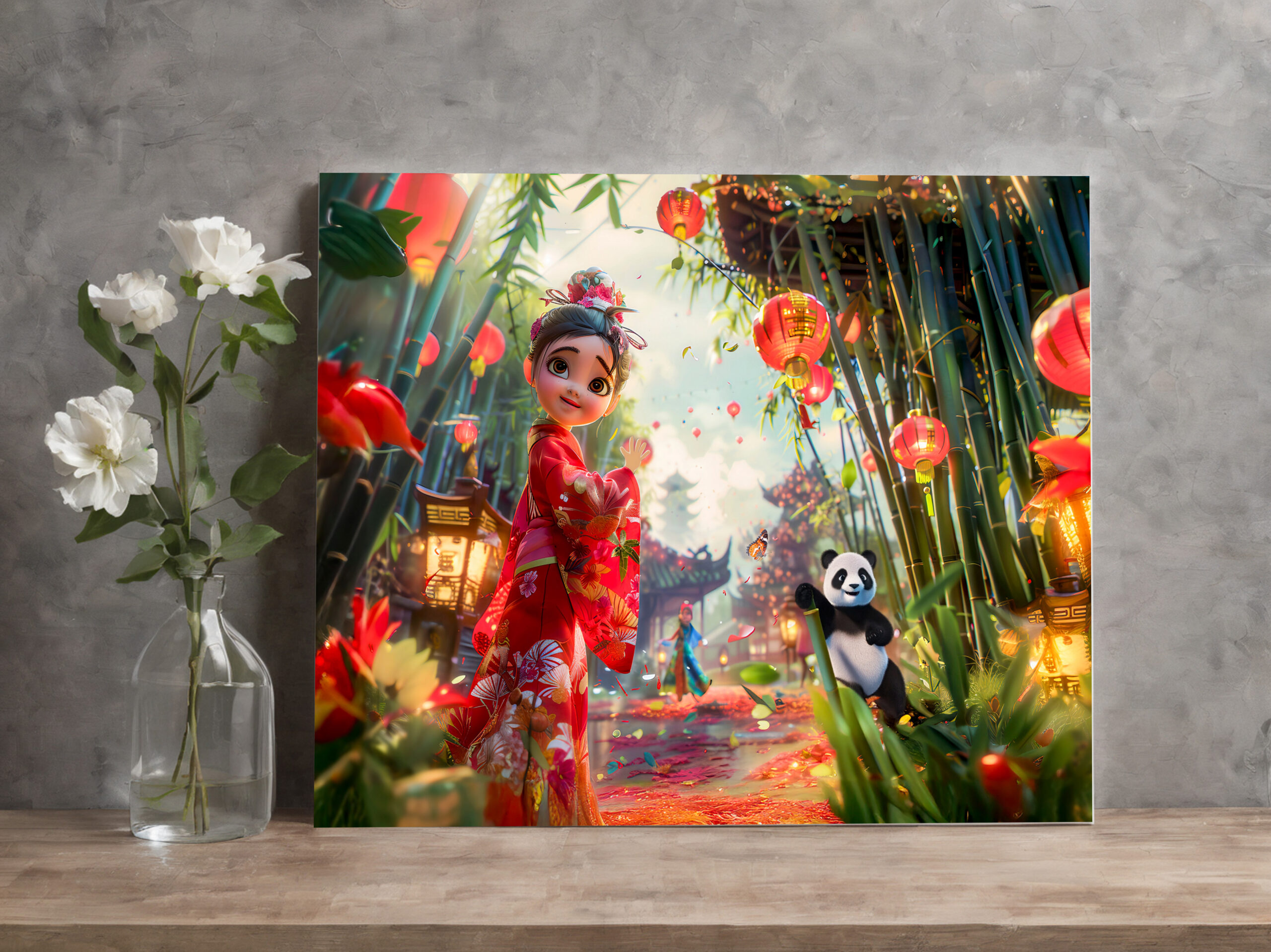 raxxa Canva: Comic Girl in Bamboo Forest with Panda