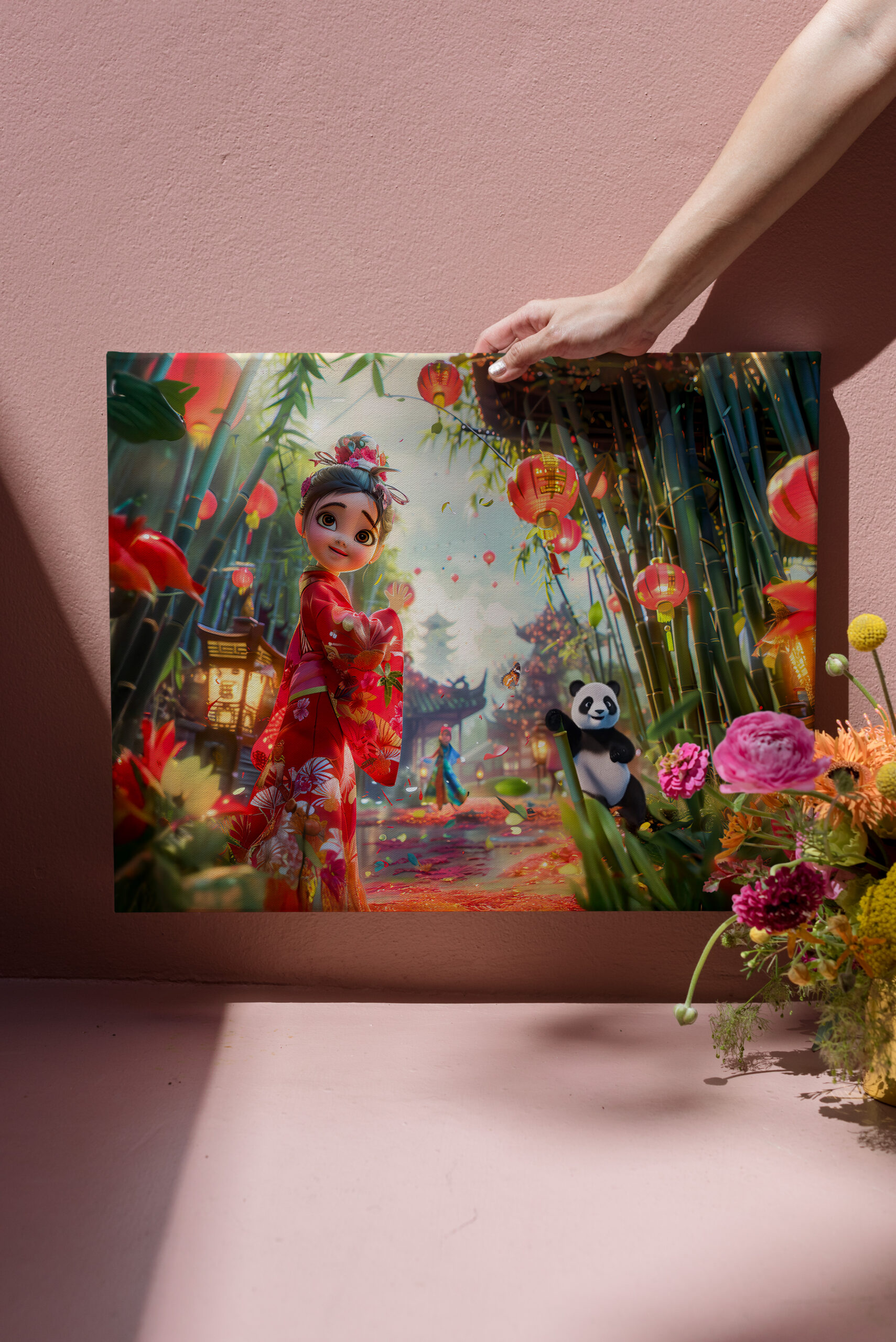 raxxa Canva: Comic Girl in Bamboo Forest with Panda - immagine 2