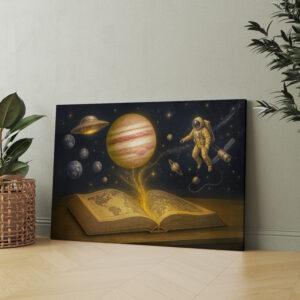 raxxa Canva: Astronaut floats from cosmic storybook