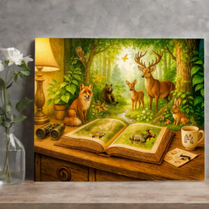 raxxa Canva: Forest animals rising from open book