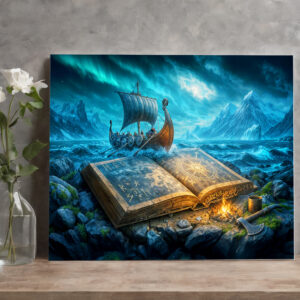 raxxa Canva: Viking ship sails from ancient book