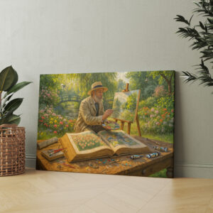 raxxa Canva: Painter in garden from art storybook