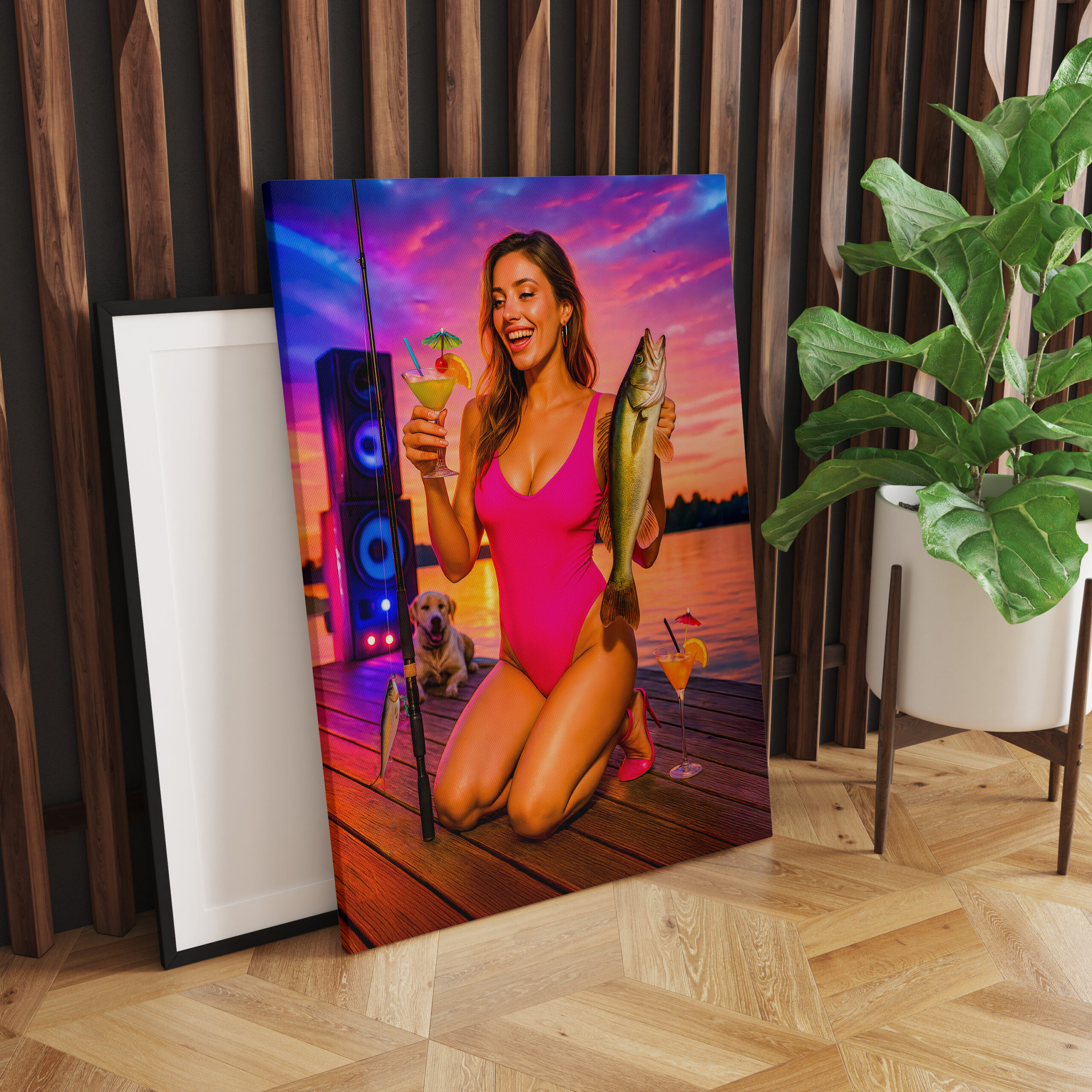 raxxa Canva: Party Girl Fishing with Cocktail and Music - immagine 2