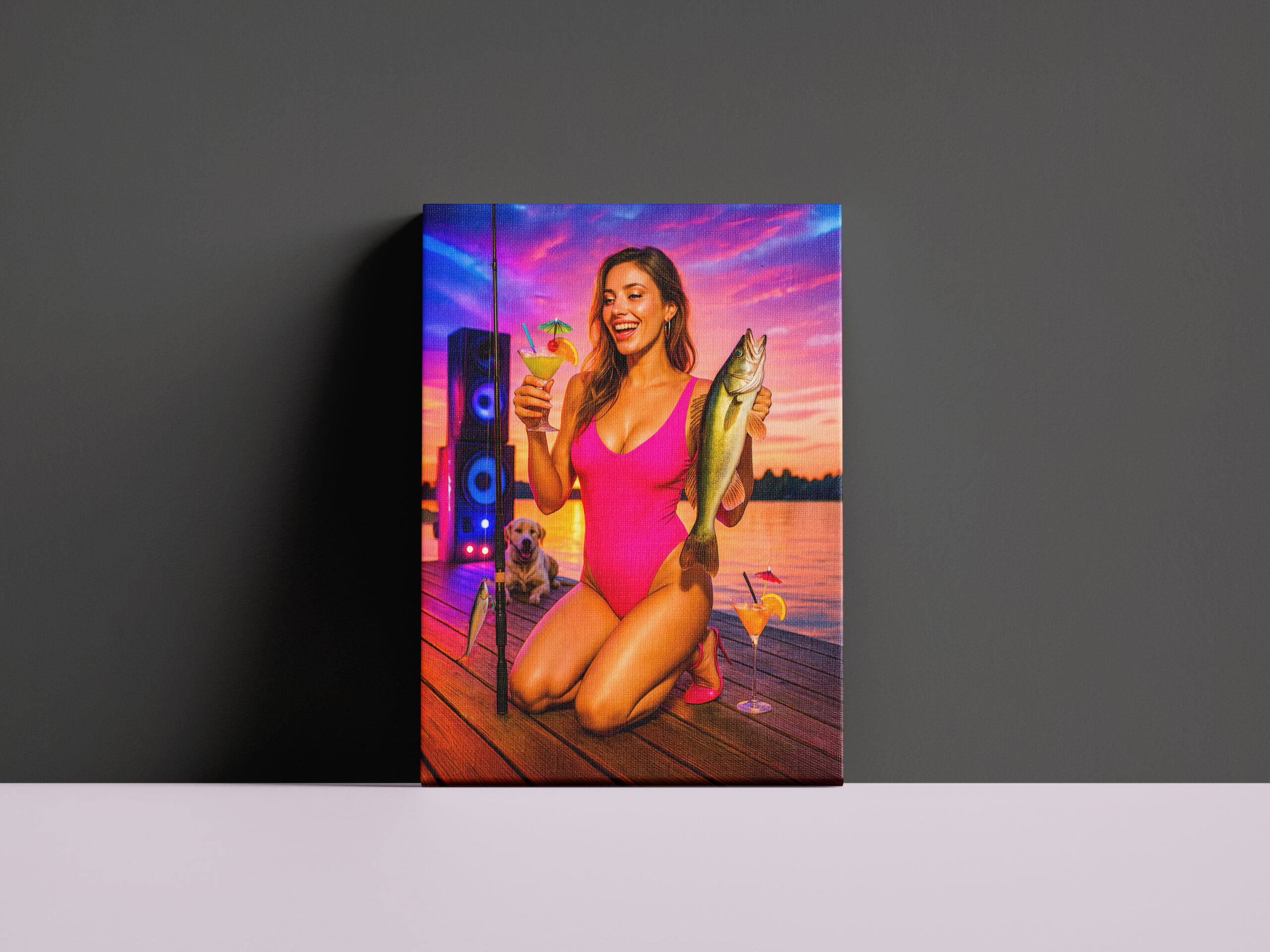 raxxa Canva: Party Girl Fishing with Cocktail and Music - immagine 3