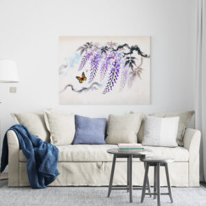 raxxa Canva: Wisteria and Butterfly Asian Ink Painting