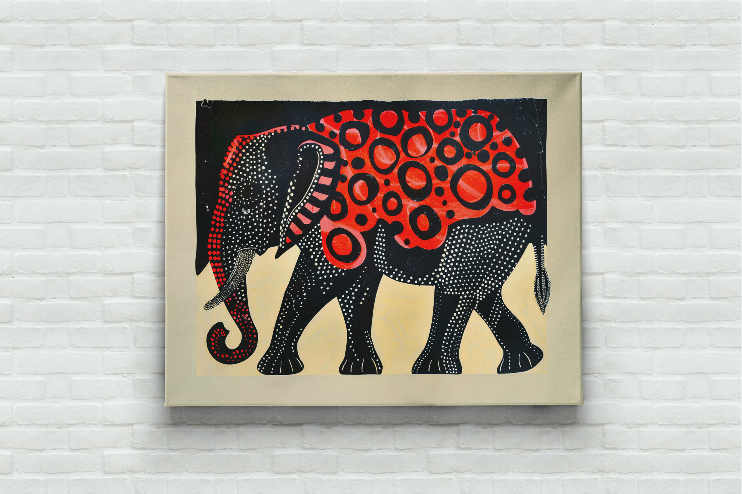 raxxa Canva: Abstract Elephant with Large Red Circles – Bild 3
