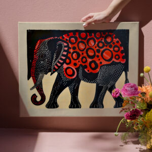 raxxa Canva: Abstract Elephant with Large Red Circles