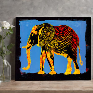 raxxa Canva: Blue Abstract Elephant with Red Dots