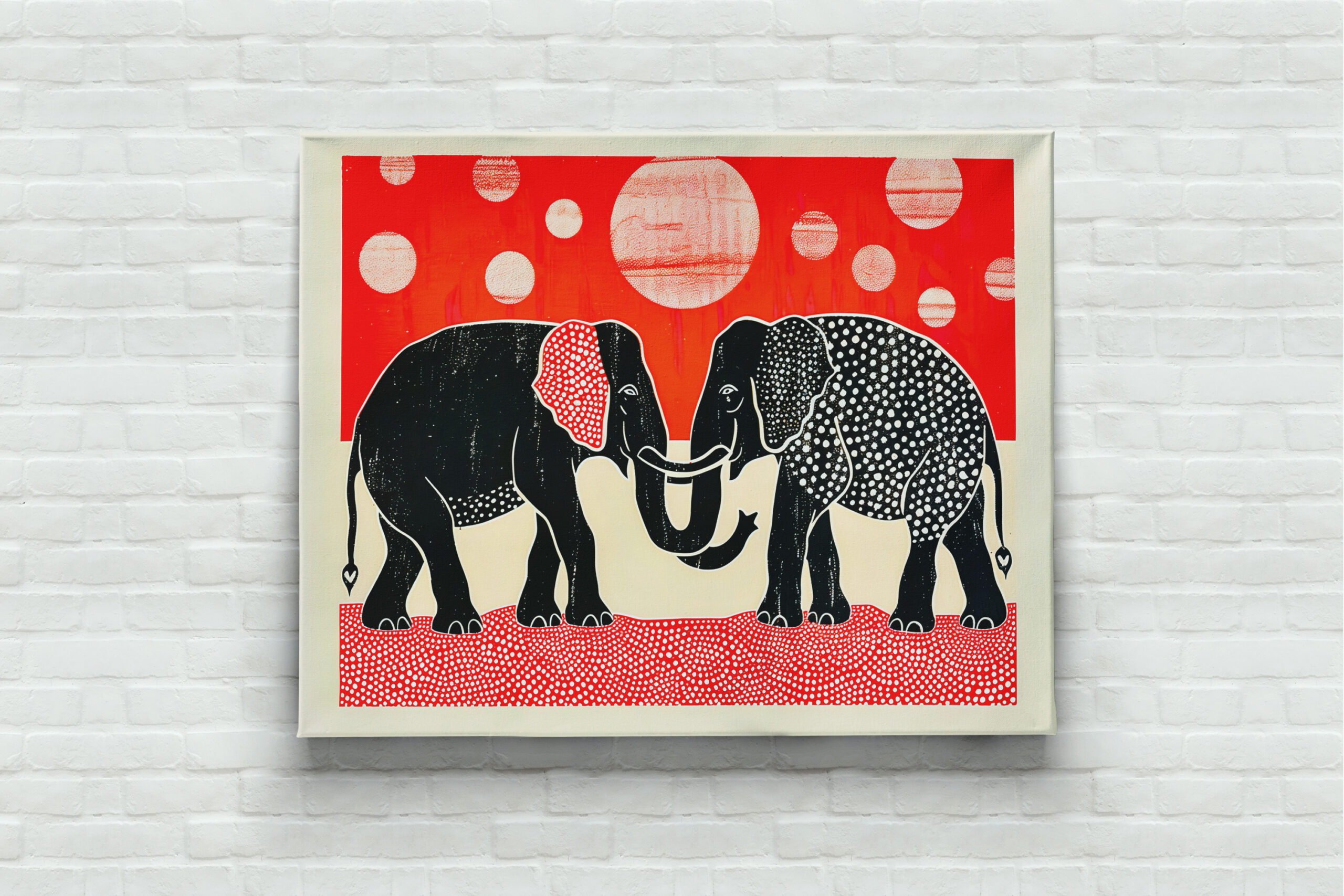 raxxa Canva: Black Elephants with Red Moons - Imagen 2