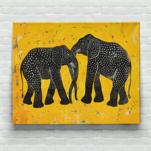 raxxa Canva: Colorful Elephant with Yellow Background