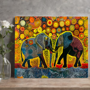raxxa Canva: Elephant Couple with Sunflowers