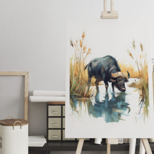raxxa Canva: African Buffalo at Water’s Edge
