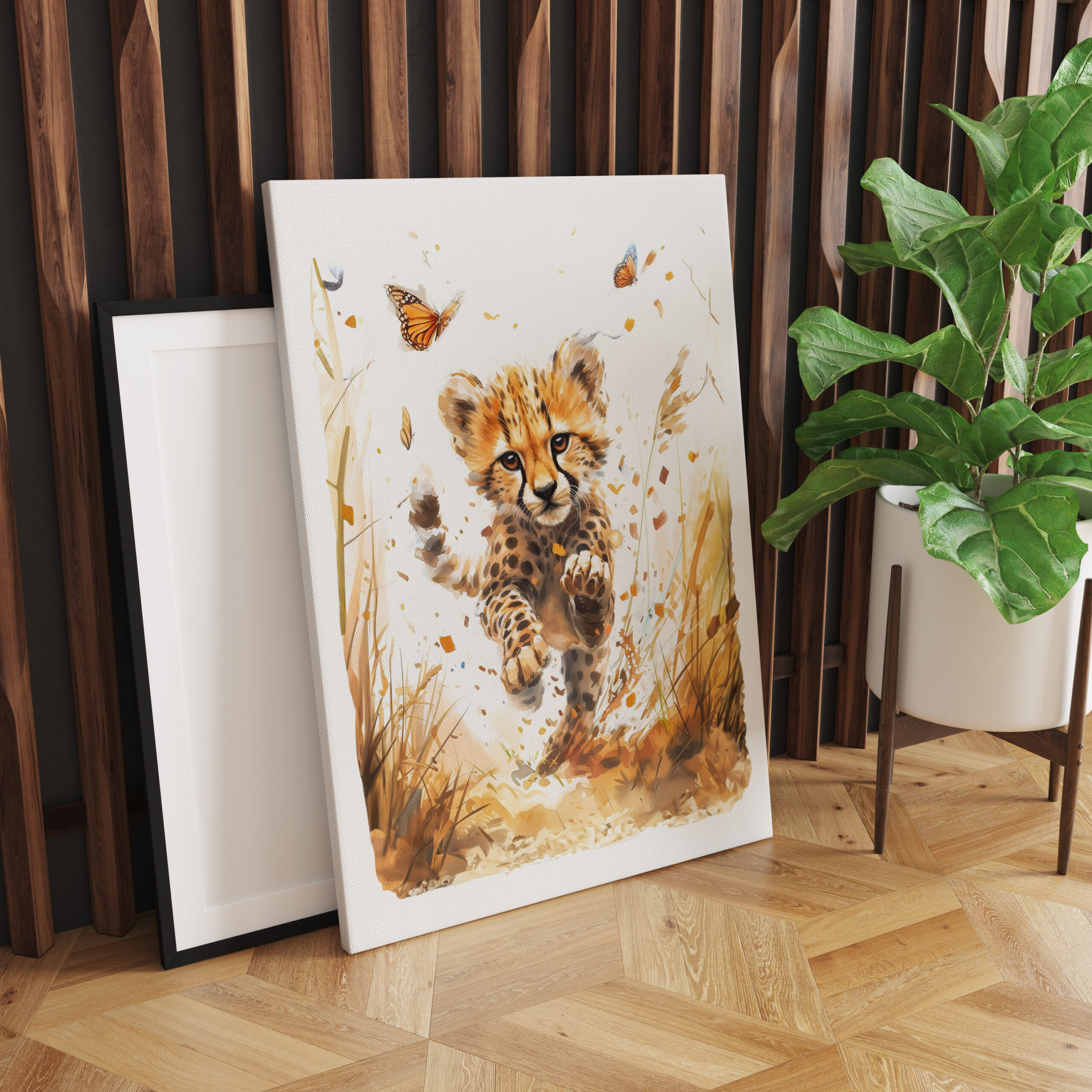 raxxa Canva: Playful Cheetah Cub and Butterflies – Bild 2