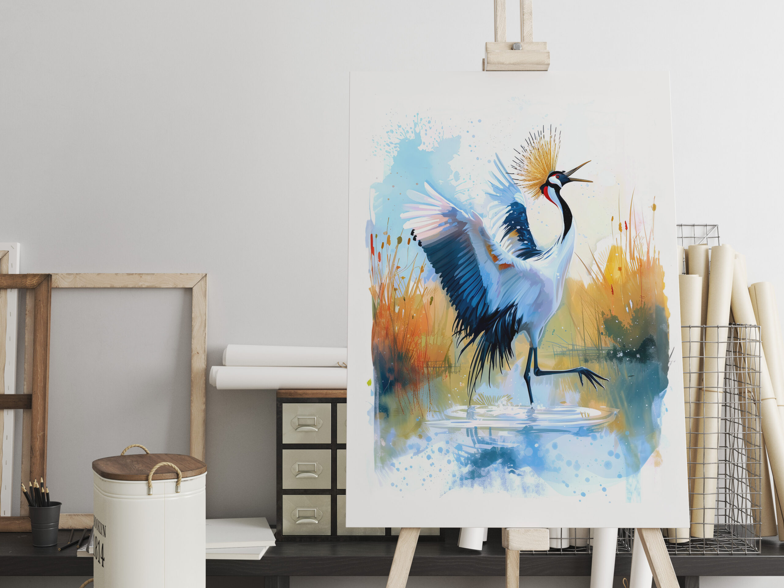 raxxa Canva: Crowned Crane Dancing in Water – Bild 2