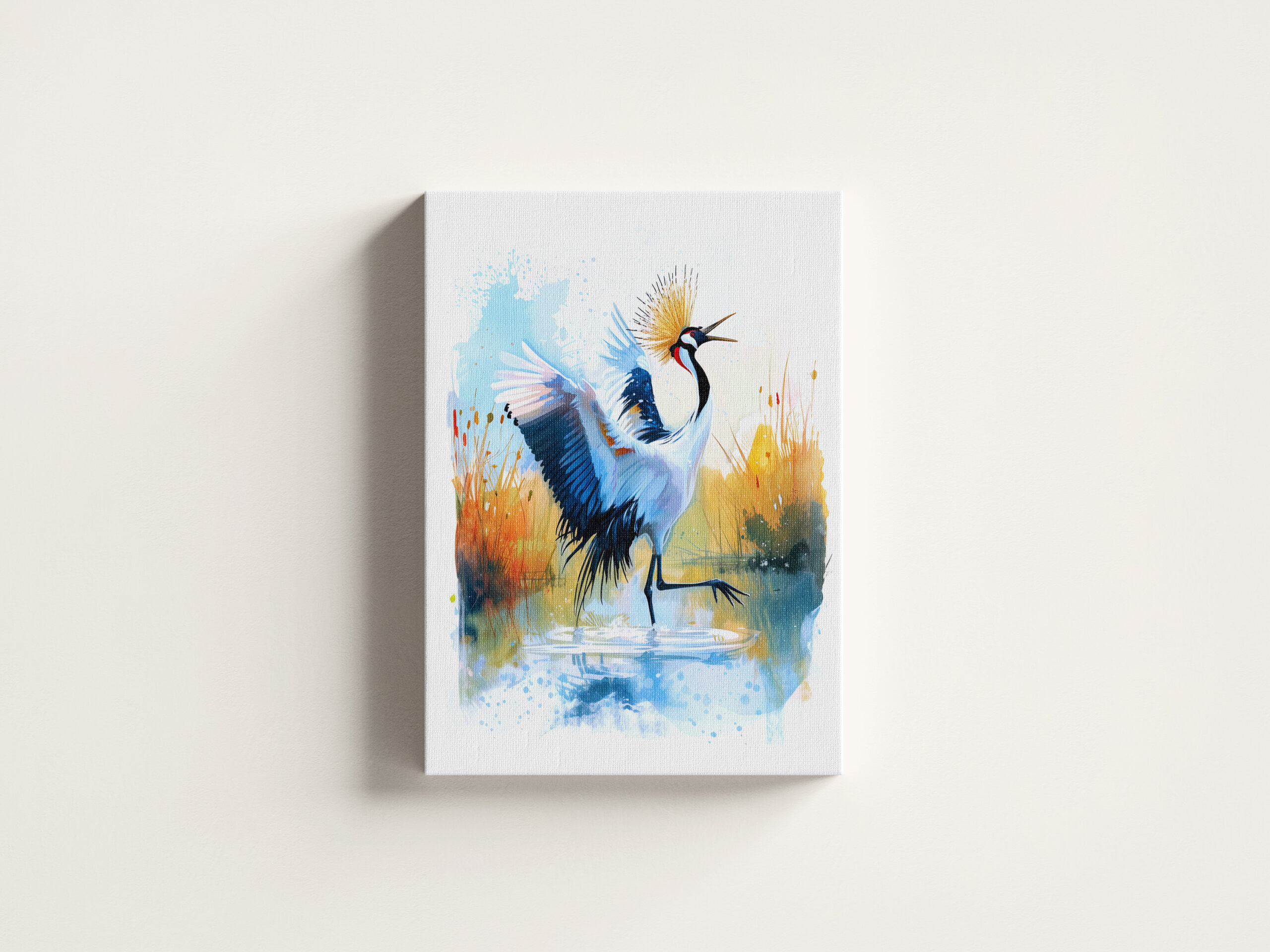 raxxa Canva: Crowned Crane Dancing in Water