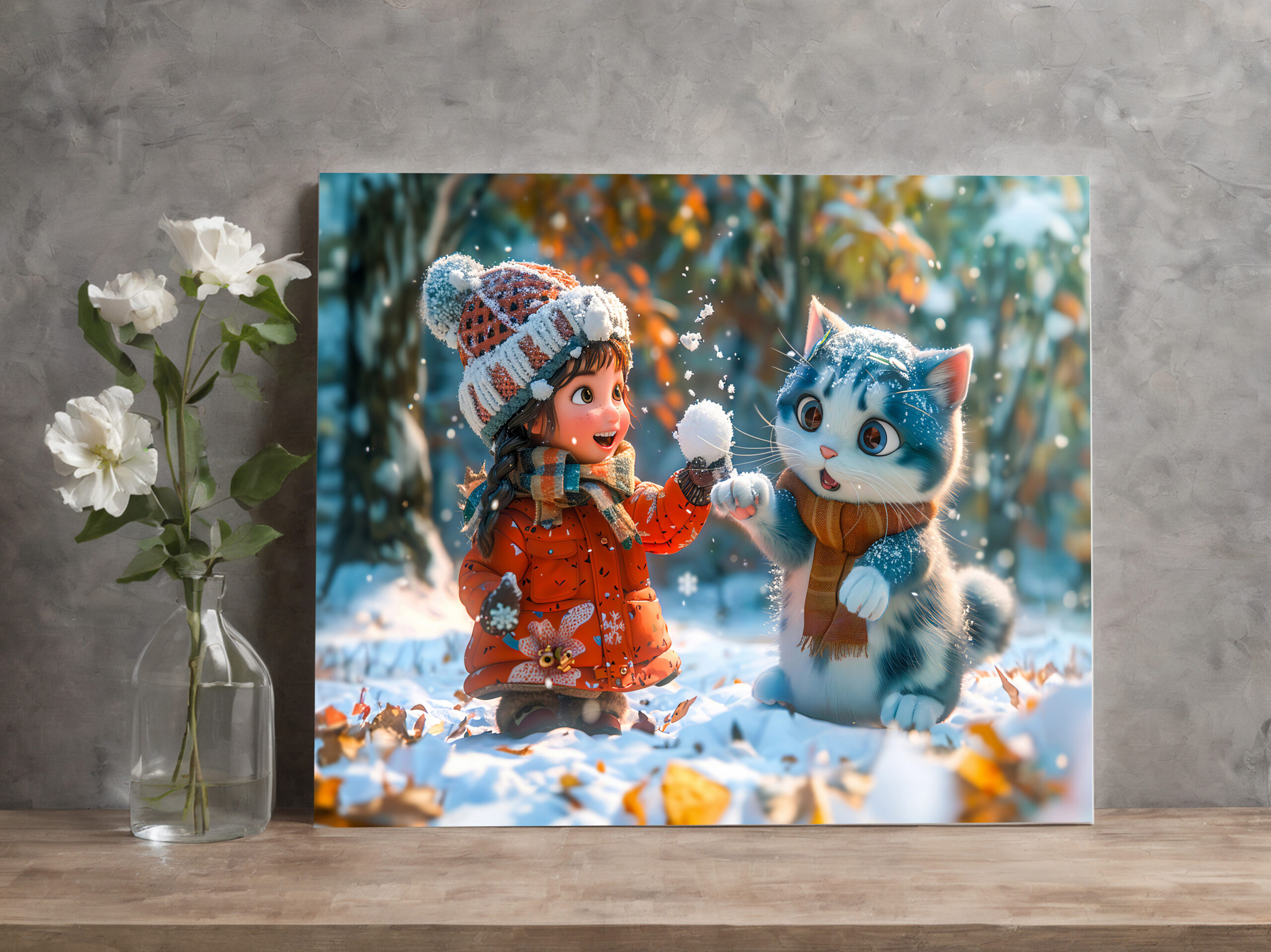 raxxa Canva: First Snow Playtime with Fantasy Cat - Imagen 2