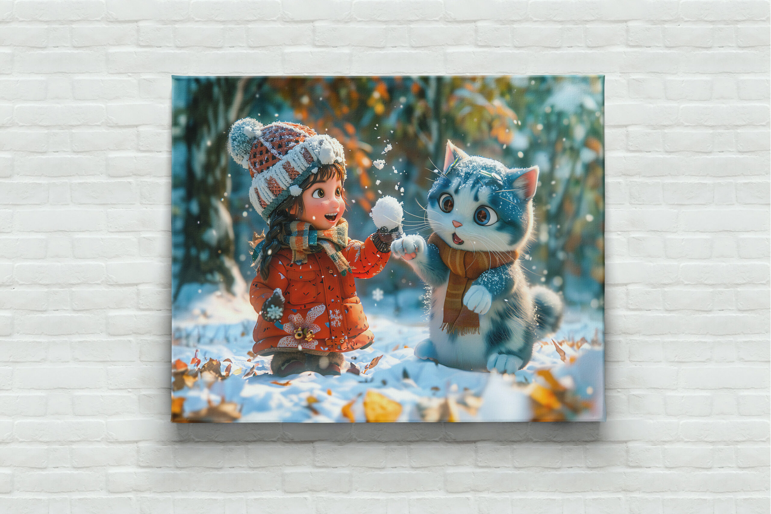raxxa Canva: First Snow Playtime with Fantasy Cat - Imagen 3