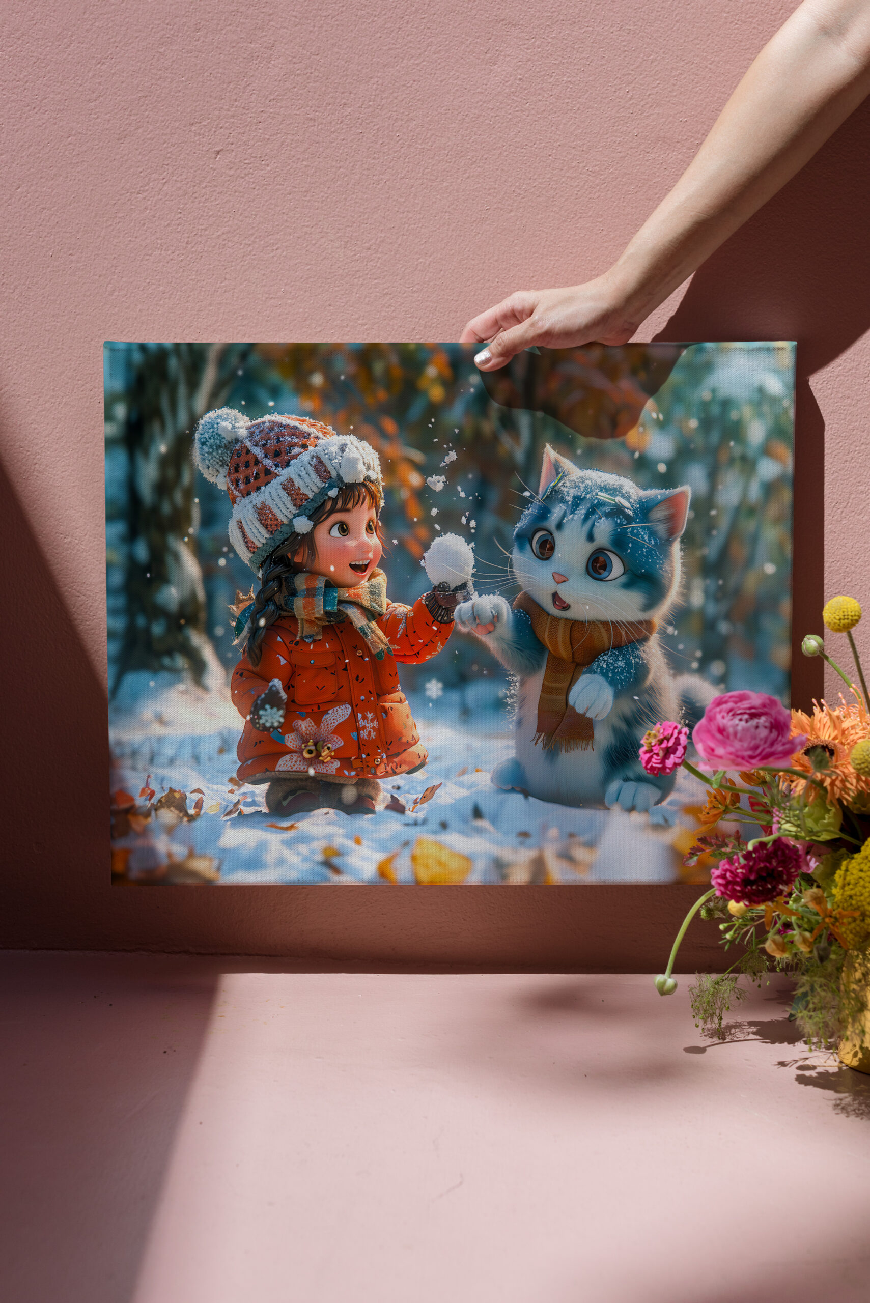 raxxa Canva: First Snow Playtime with Fantasy Cat