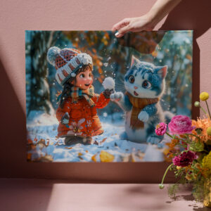 raxxa Canva: First Snow Playtime with Fantasy Cat