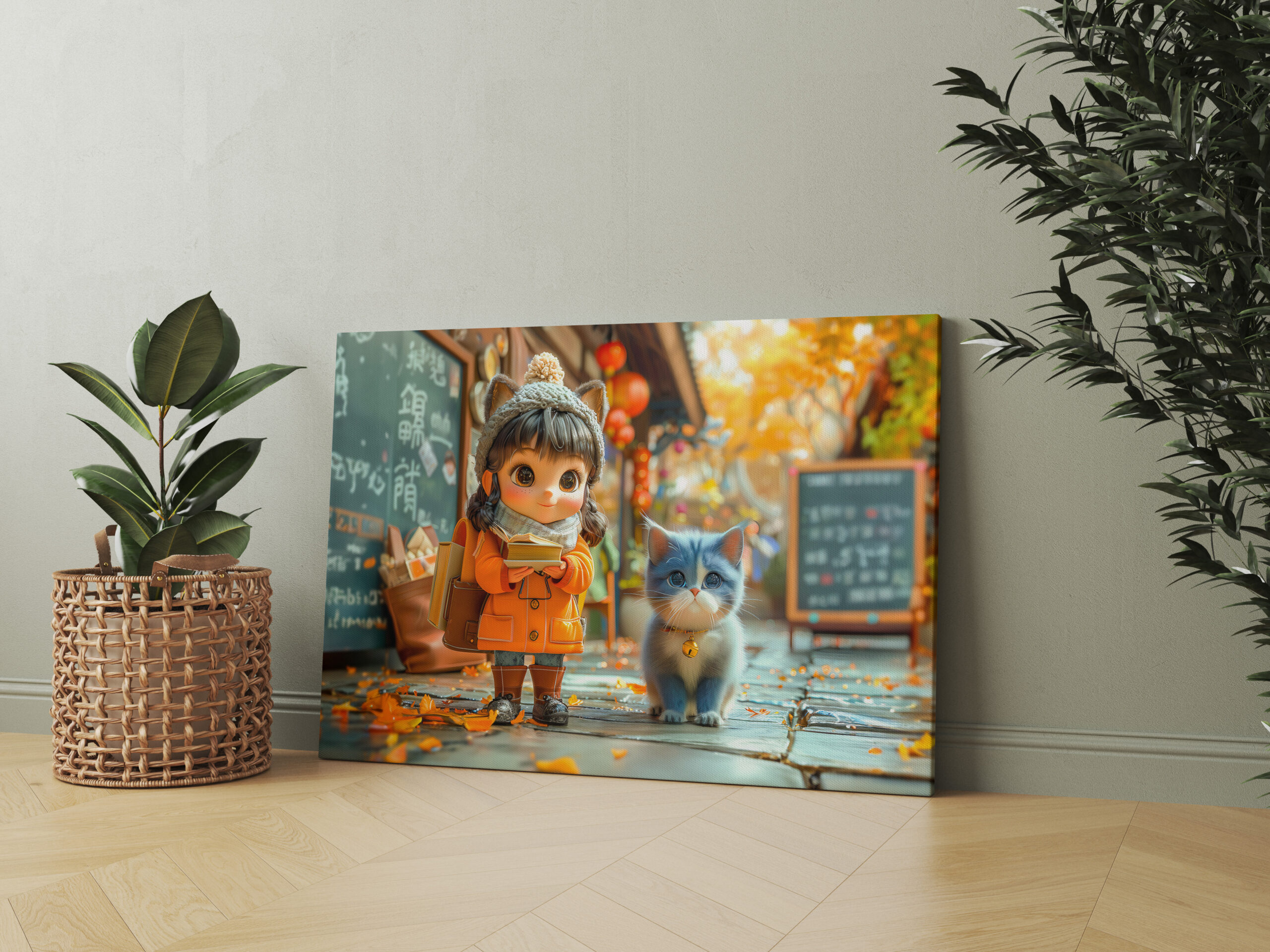 raxxa Canva: Fantasy Girl and Cat Go to School – Image 2