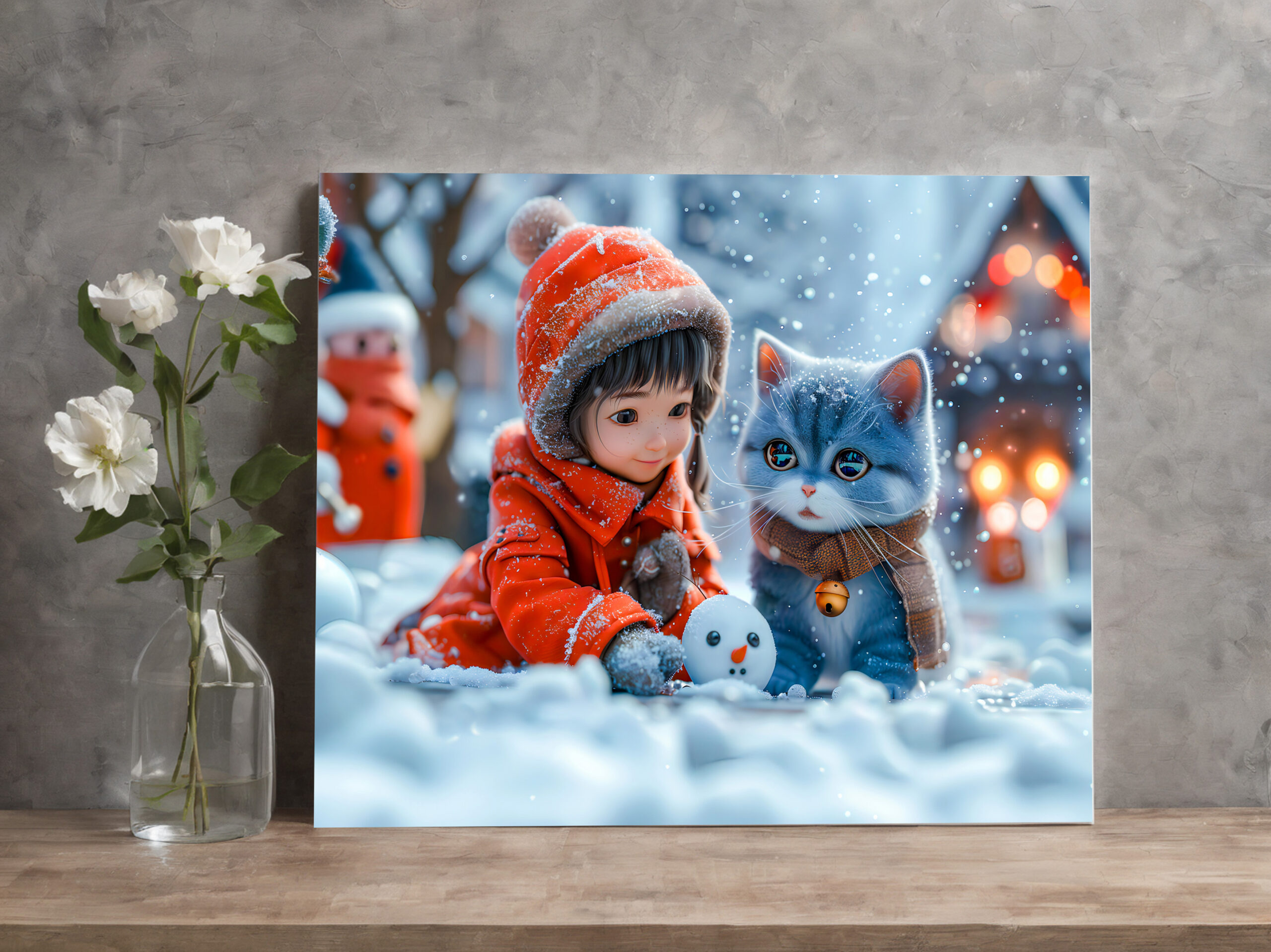 raxxa Canva: Magical Winter Day with Girl and Cat – Bild 2