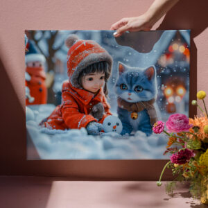 raxxa Canva: Magical Winter Day with Girl and Cat