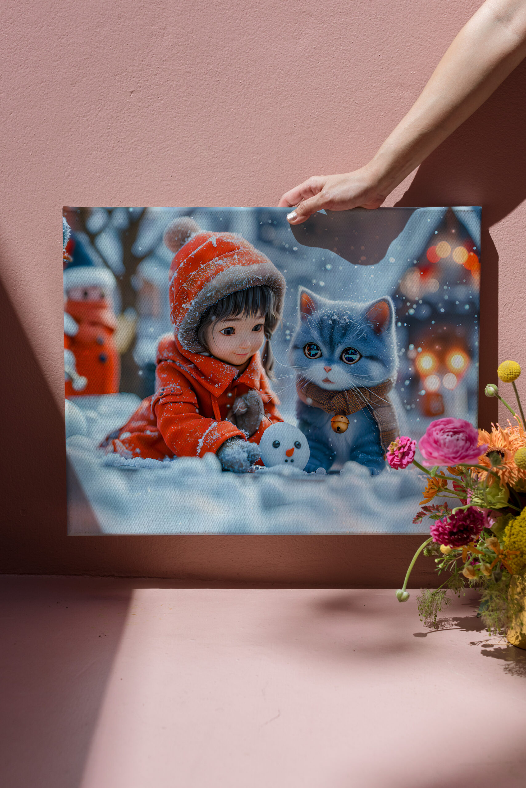 raxxa Canva: Magical Winter Day with Girl and Cat