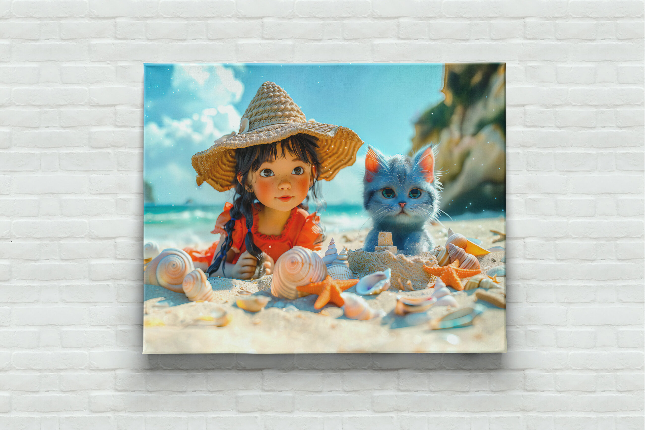 raxxa Canva: Beach Day with Fantasy Girl and Cat – Bild 2