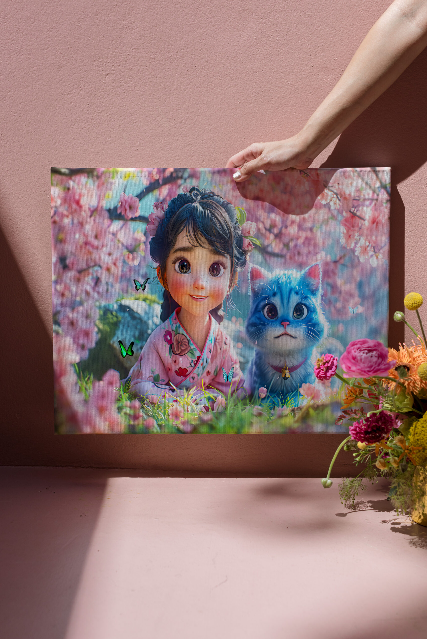 raxxa Canva: Sakura Blossom Girl and Her Cat - immagine 3