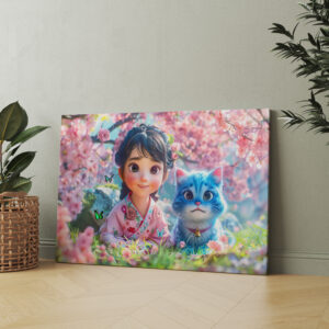 raxxa Canva: Sakura Blossom Girl and Her Cat