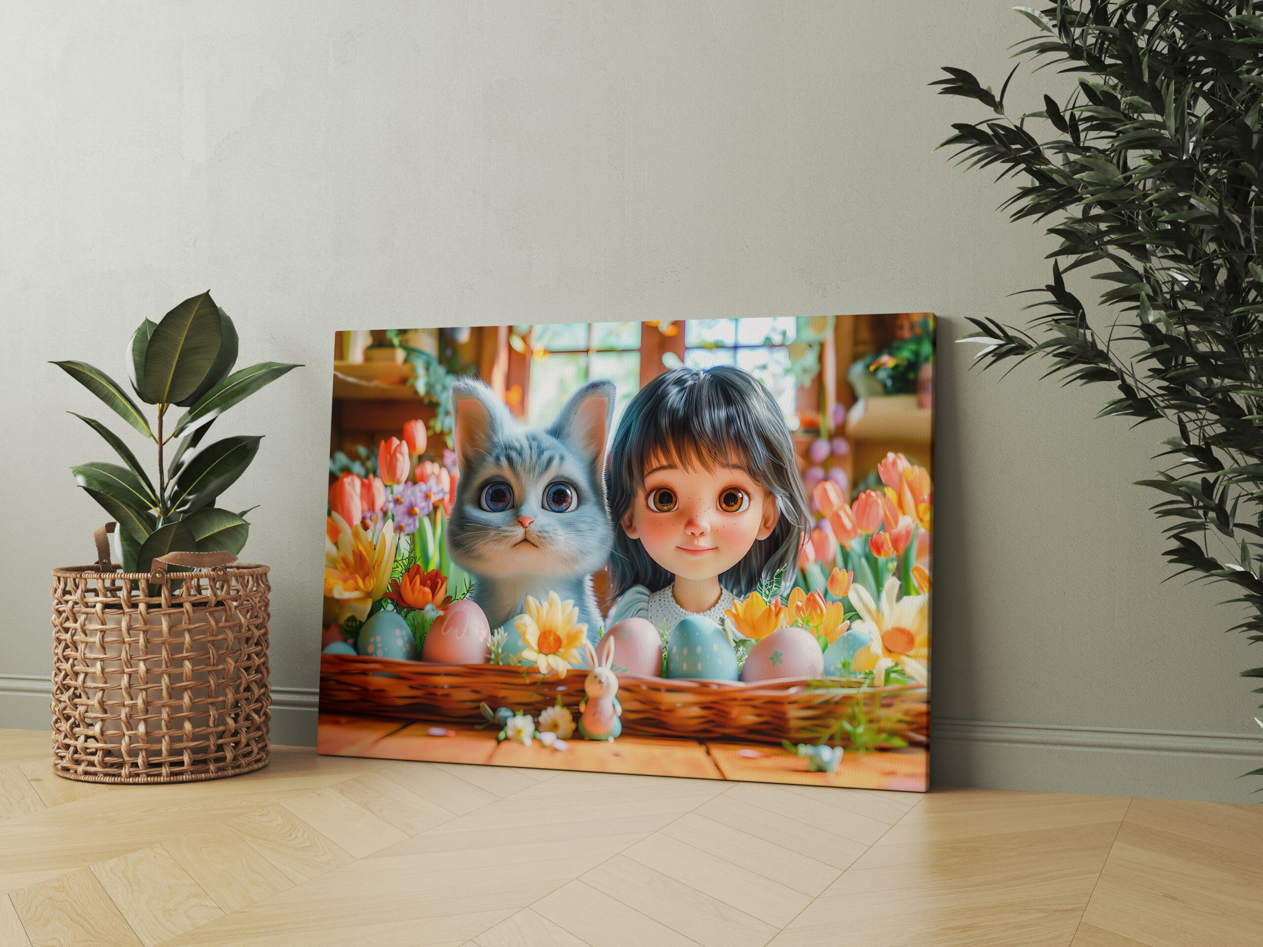 raxxa Canva: Easter Fantasy Girl and Her Cat - Image 2