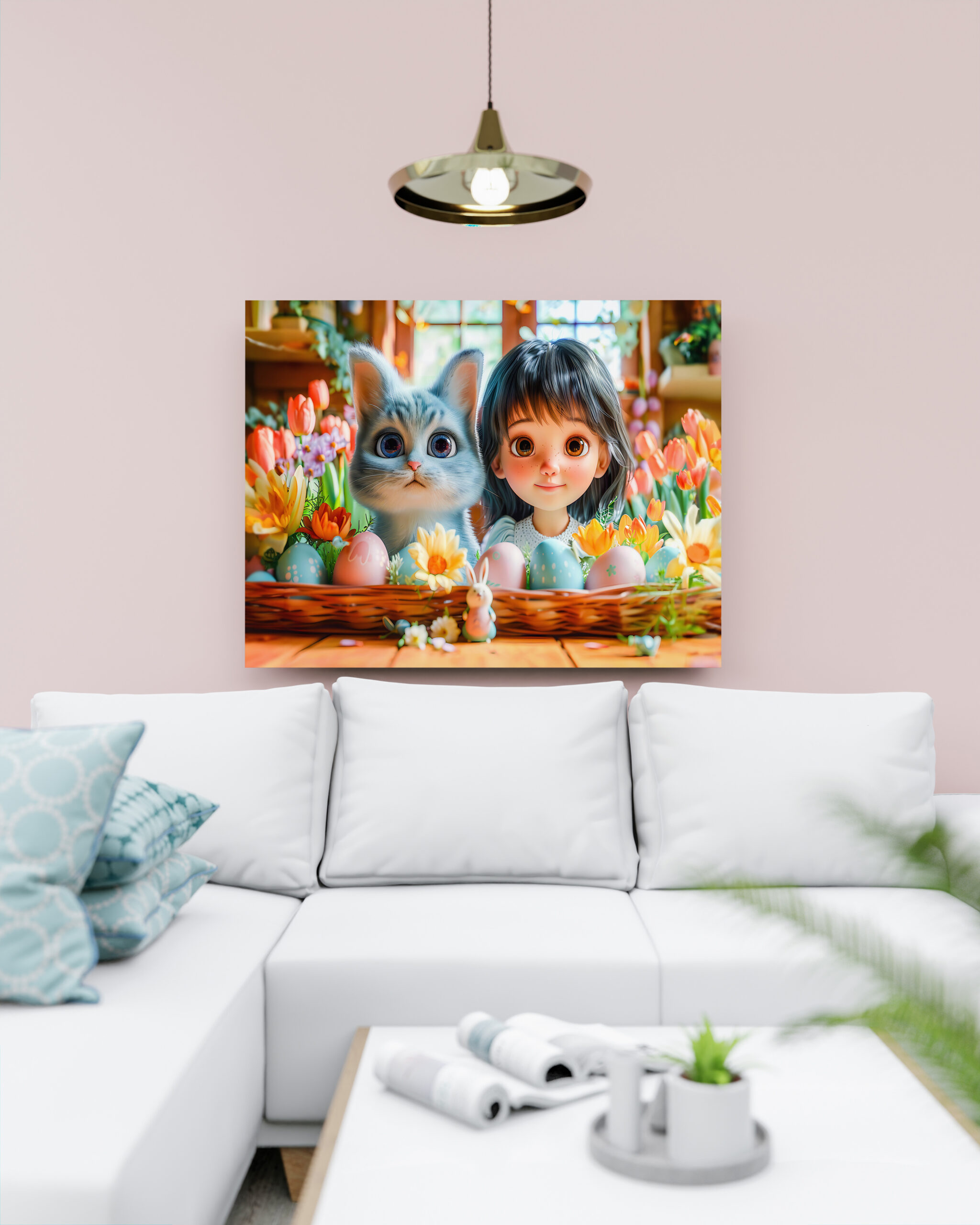raxxa Canva: Easter Fantasy Girl and Her Cat