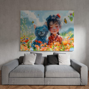 raxxa Canva: Summer Nap with Fantasy Girl and Cat