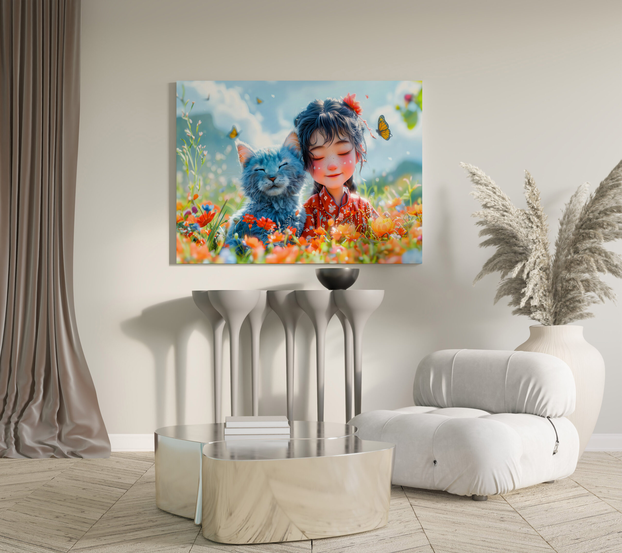raxxa Canva: Summer Nap with Fantasy Girl and Cat – Bild 2